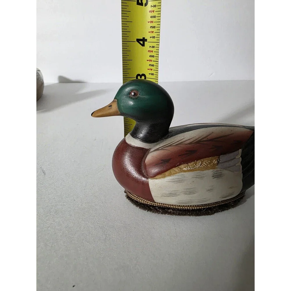 Vintage Mallard Duck Clothes Brush Figurine Hand Painted Ceramic Lint Remover 4